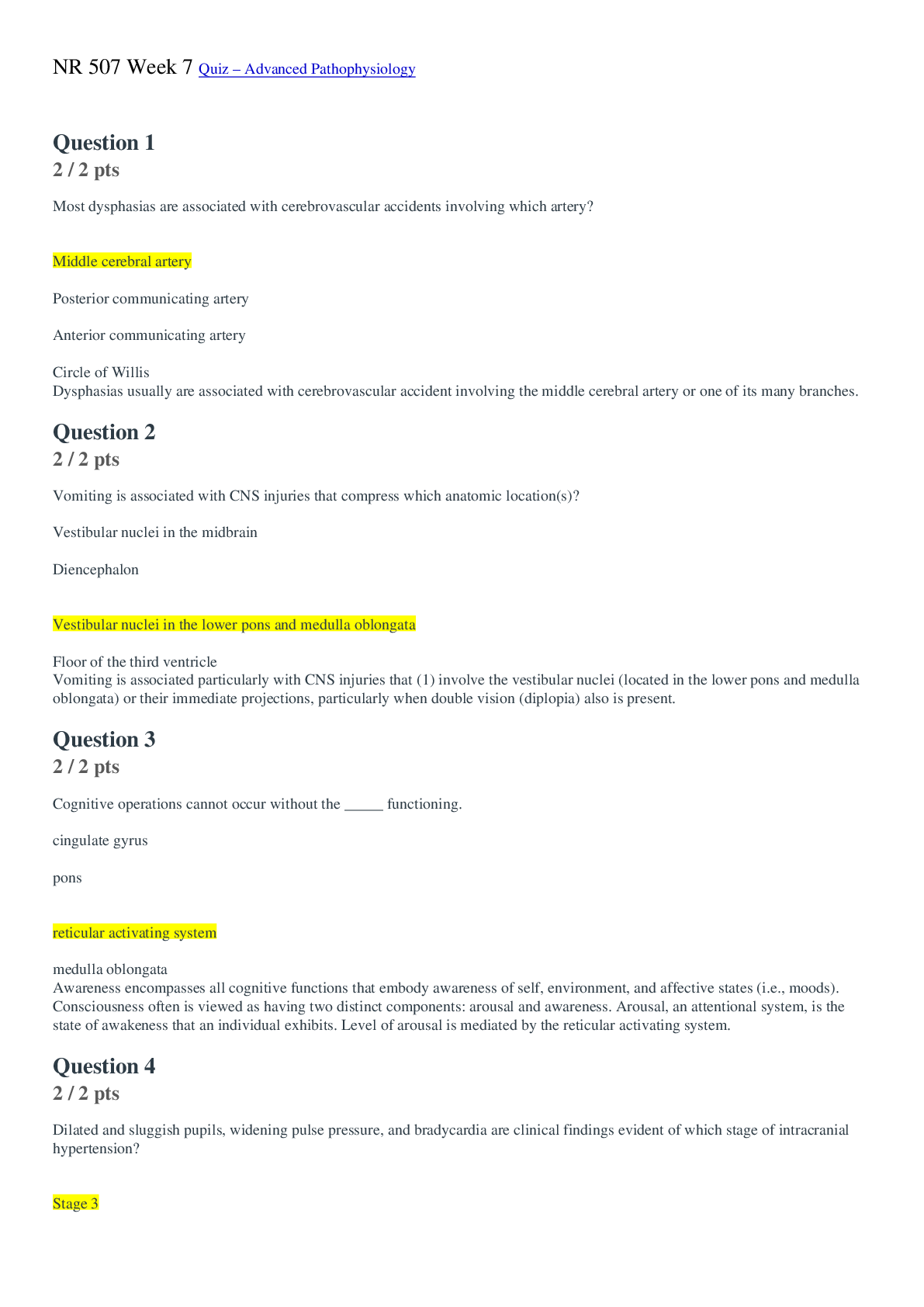 Preview image for NR 507 Week 7 Quiz – Advanced Pathophysiology